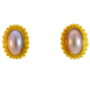 22k Tome Lavendar Mabe Pearl Earrings