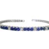 18k Blue Sapphire and Diamond Flexible Cuff Bracelet