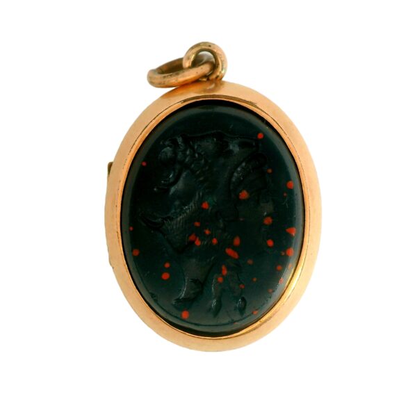 Vintage 14k Rose Gold Carnelian and Bloodstone Double Sided Locket