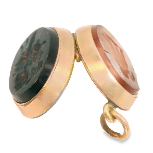 Vintage 14k Rose Gold Carnelian and Bloodstone Double Sided Locket