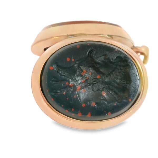 Vintage 14k Rose Gold Carnelian and Bloodstone Double Sided Locket