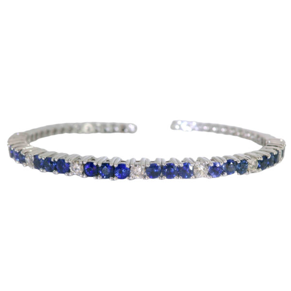 18k Blue Sapphire and Diamond Flexible Cuff Bracelet